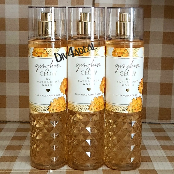 3X Bath & Body Works GINGHAM GLOW 8 FL OZ Mist Sprays Collection Set